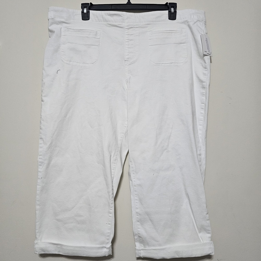 Westbound Women's Jeans Pants Size 22W Fit 3X/XXXL White Capri Elastic Waistband